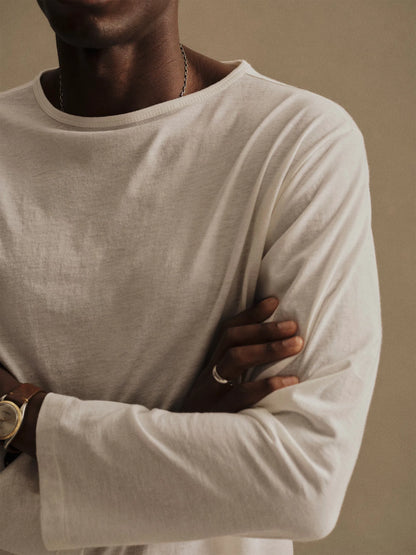 White Japanese Cool Cashmere L/S Mariner Tee