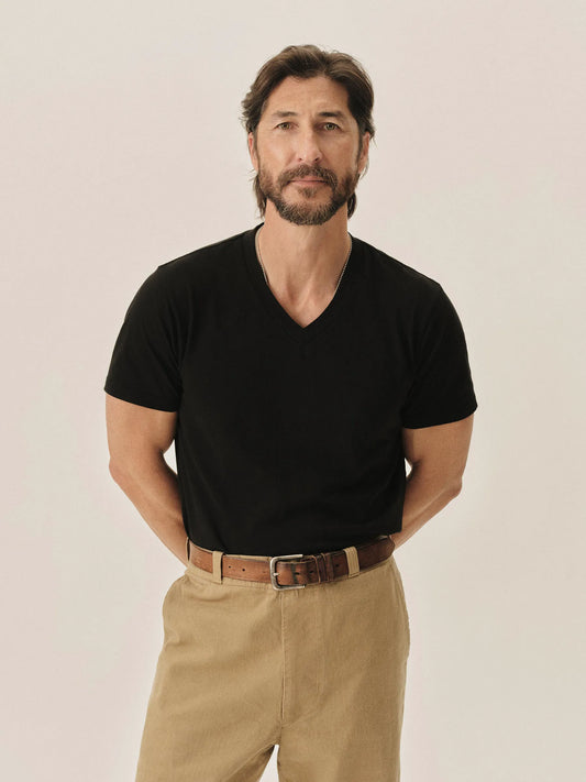 Black Pima Classic V-Neck Tee