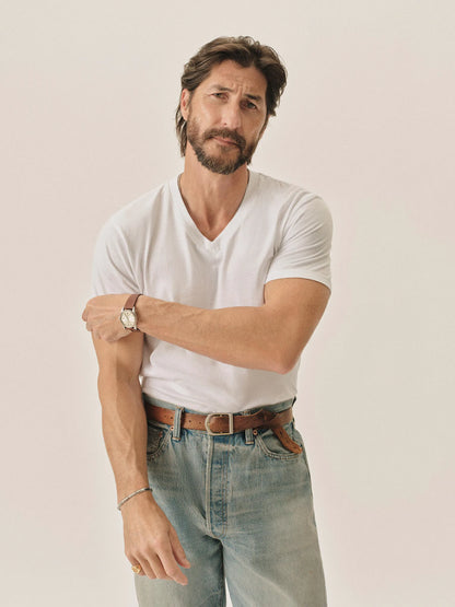White Pima Classic V-Neck Tee