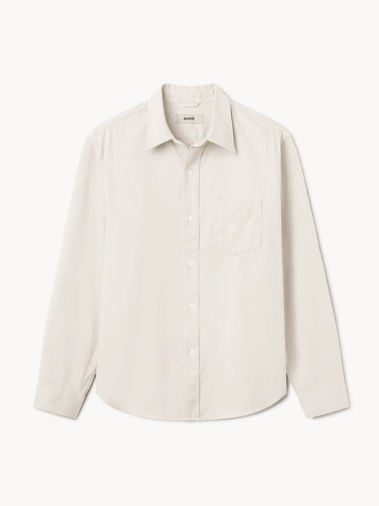 Natural Draped Twill One Pocket Shirt