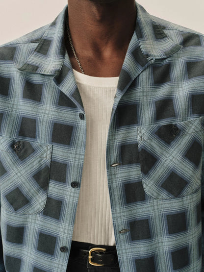 Blue Gradient Plaid Case Study Camp Shirt
