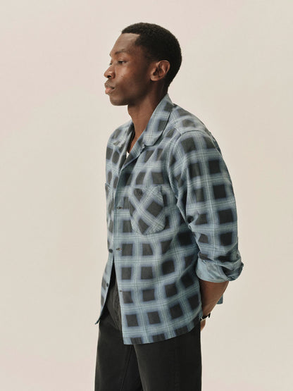 Blue Gradient Plaid Case Study Camp Shirt