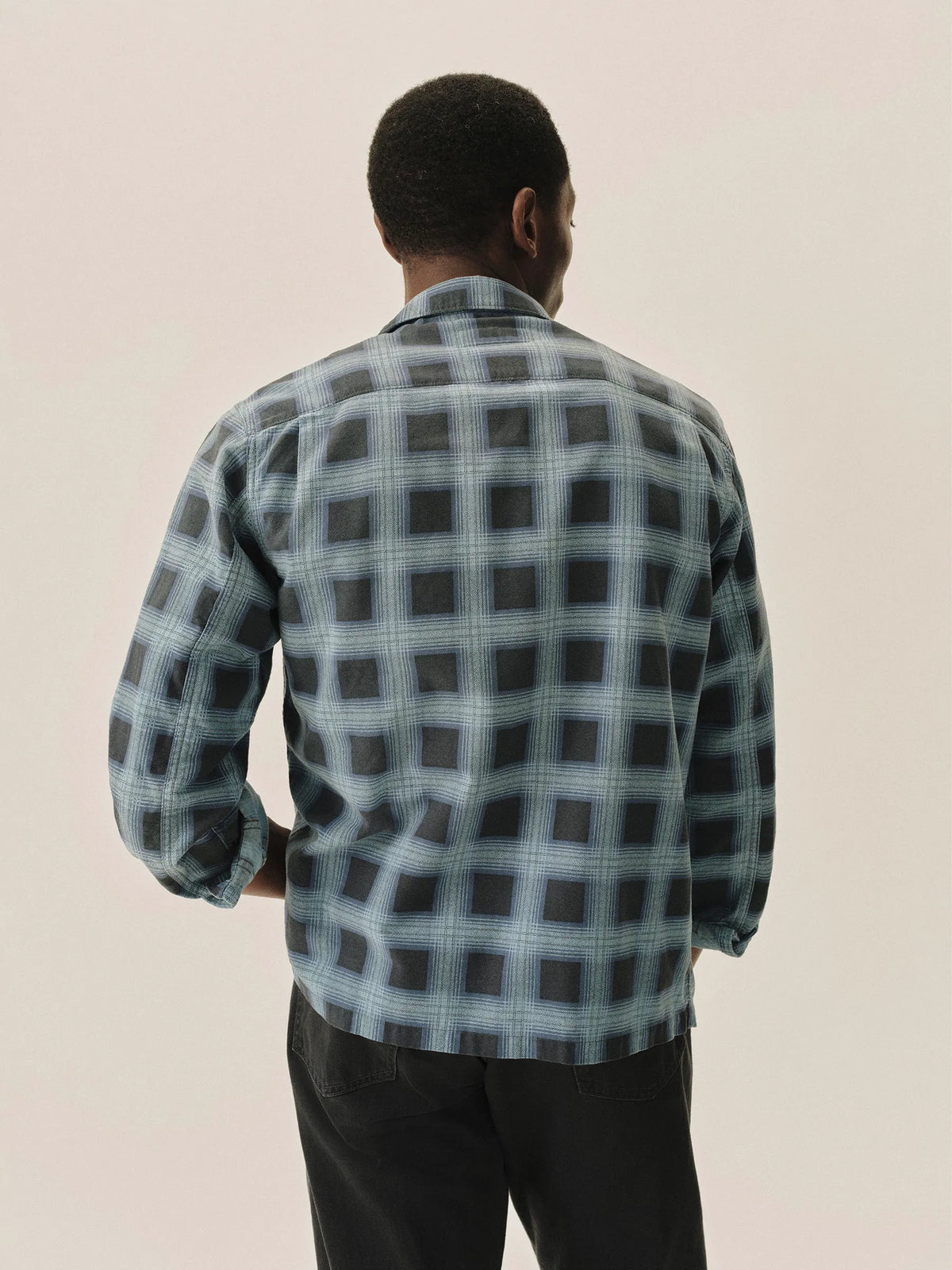 Blue Gradient Plaid Case Study Camp Shirt