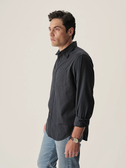 Dress Navy Draped Twill One Pocket Shirt