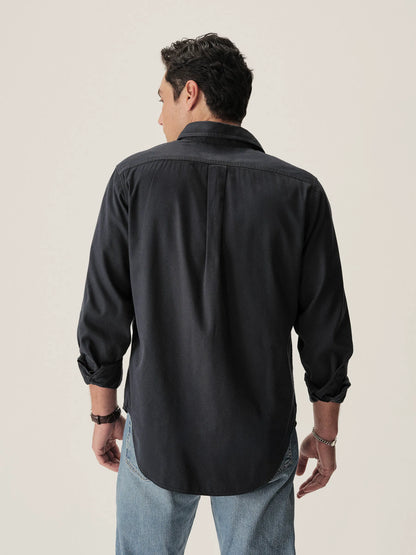 Dress Navy Draped Twill One Pocket Shirt