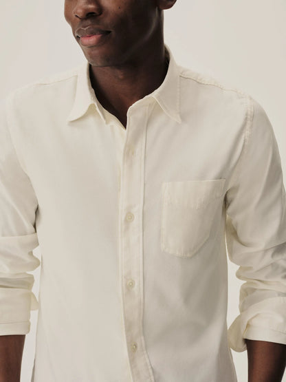 Natural Draped Twill One Pocket Shirt