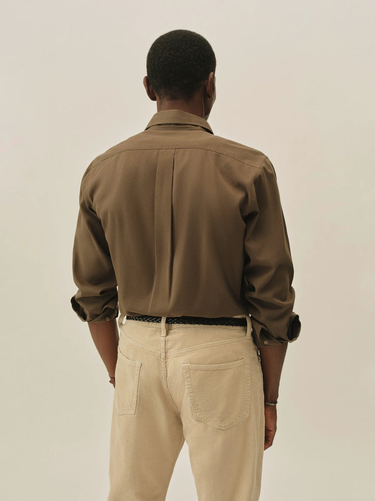 Deep Olive Draped Twill One Pocket Shirt