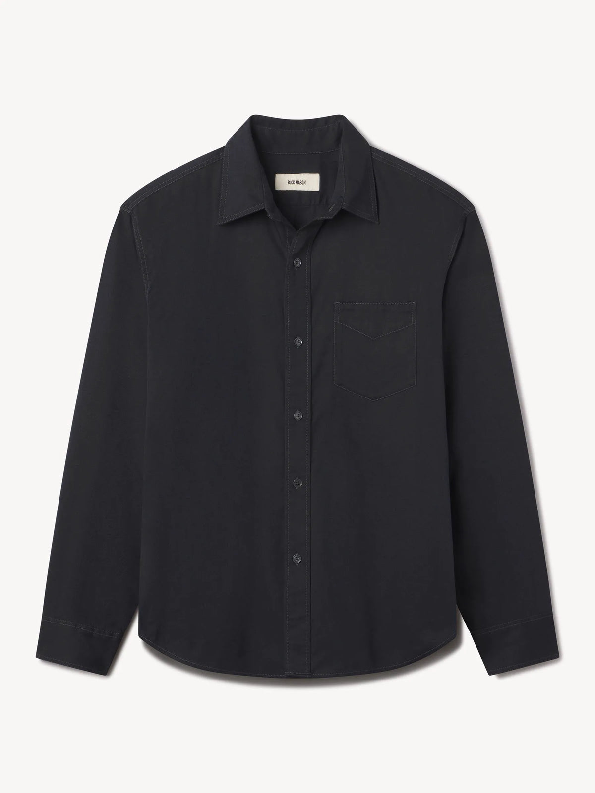 Dress Navy Draped Twill One Pocket Shirt