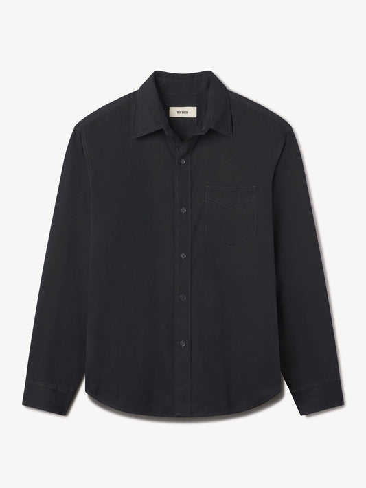 Dress Navy Draped Twill One Pocket Shirt