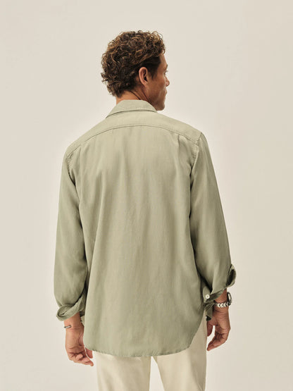 Light Agave Draped Linen Lounge Lizard Shirt