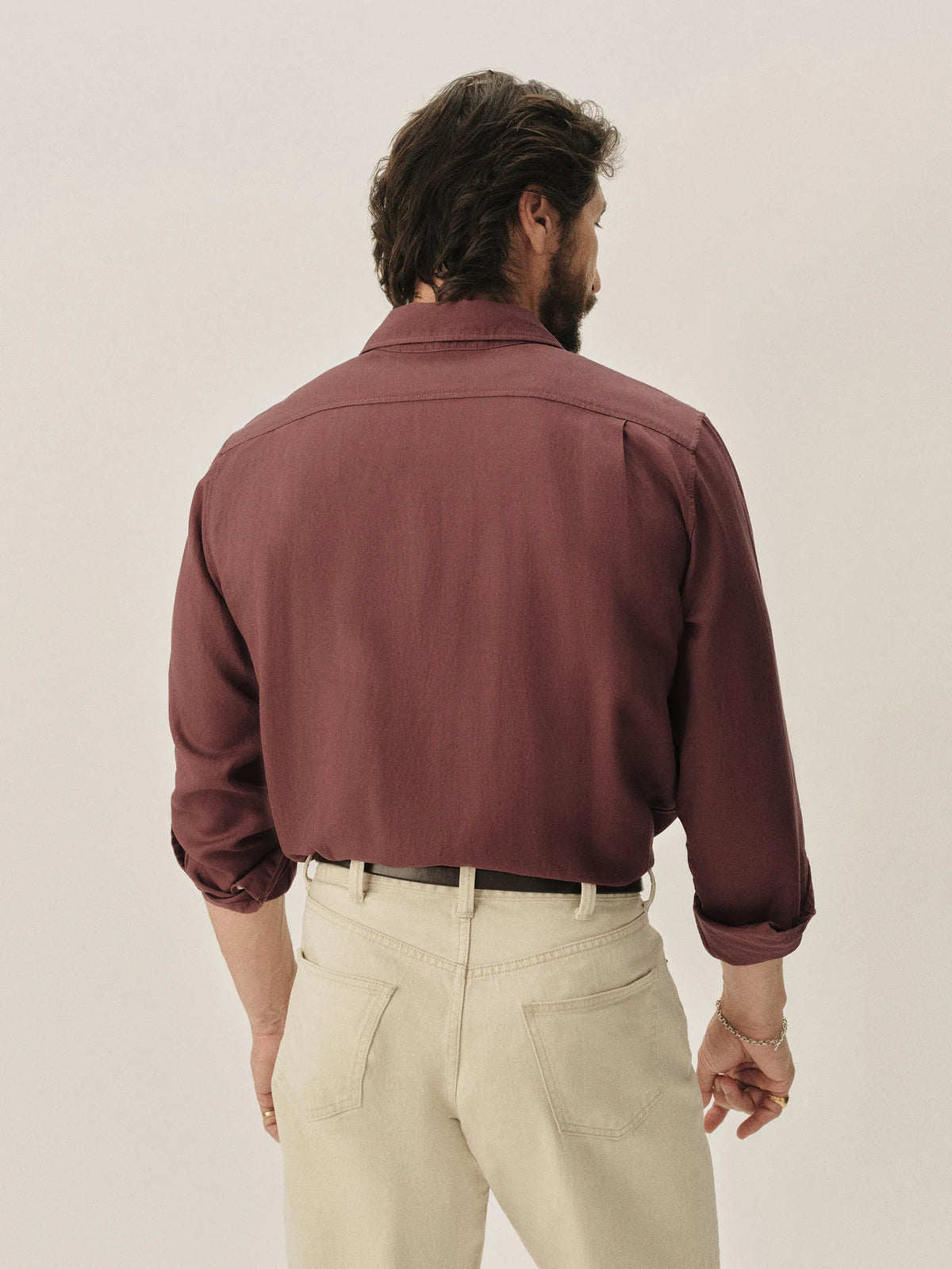 Burgundy Draped Linen Lounge Lizard Shirt