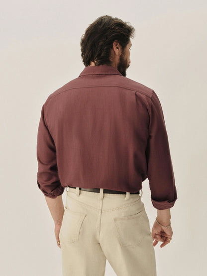 Burgundy Draped Linen Lounge Lizard Shirt