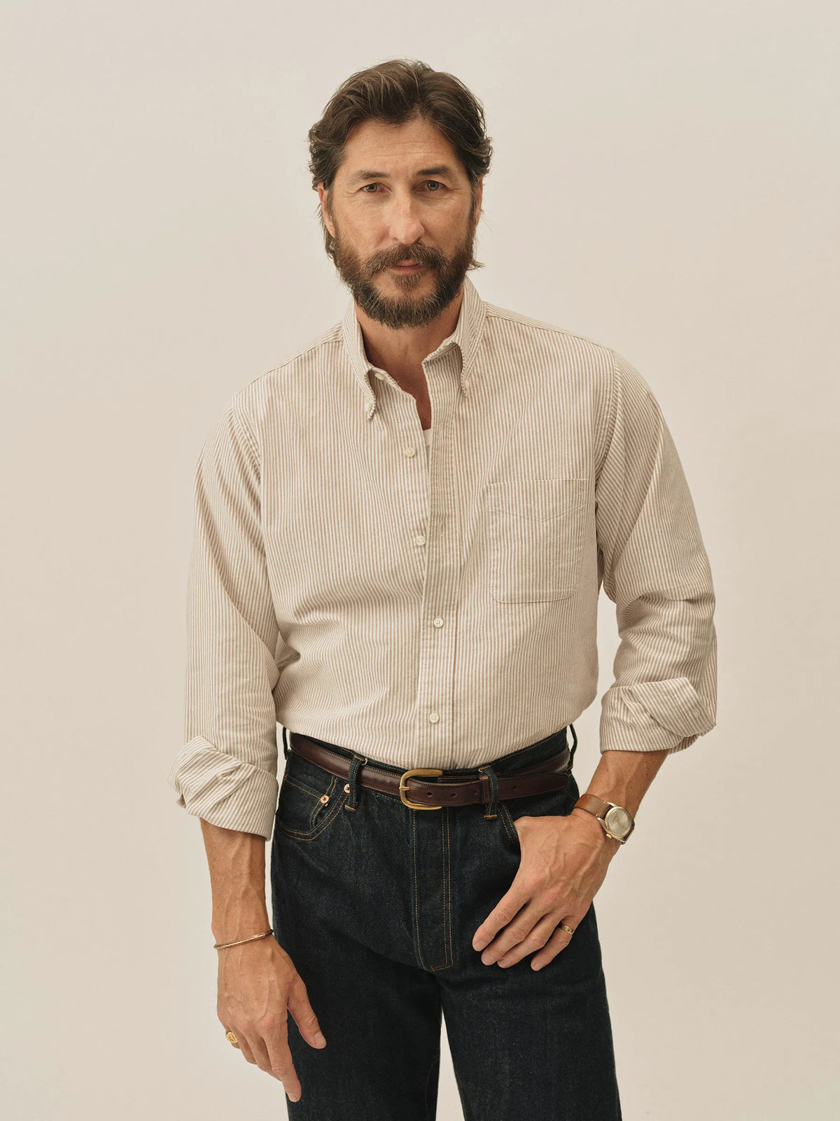 Dark Brick Brook Stripe Big Oxford