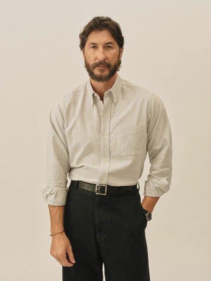 Olive/White Brook Stripe Big Oxford