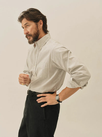 Olive/White Brook Stripe Big Oxford