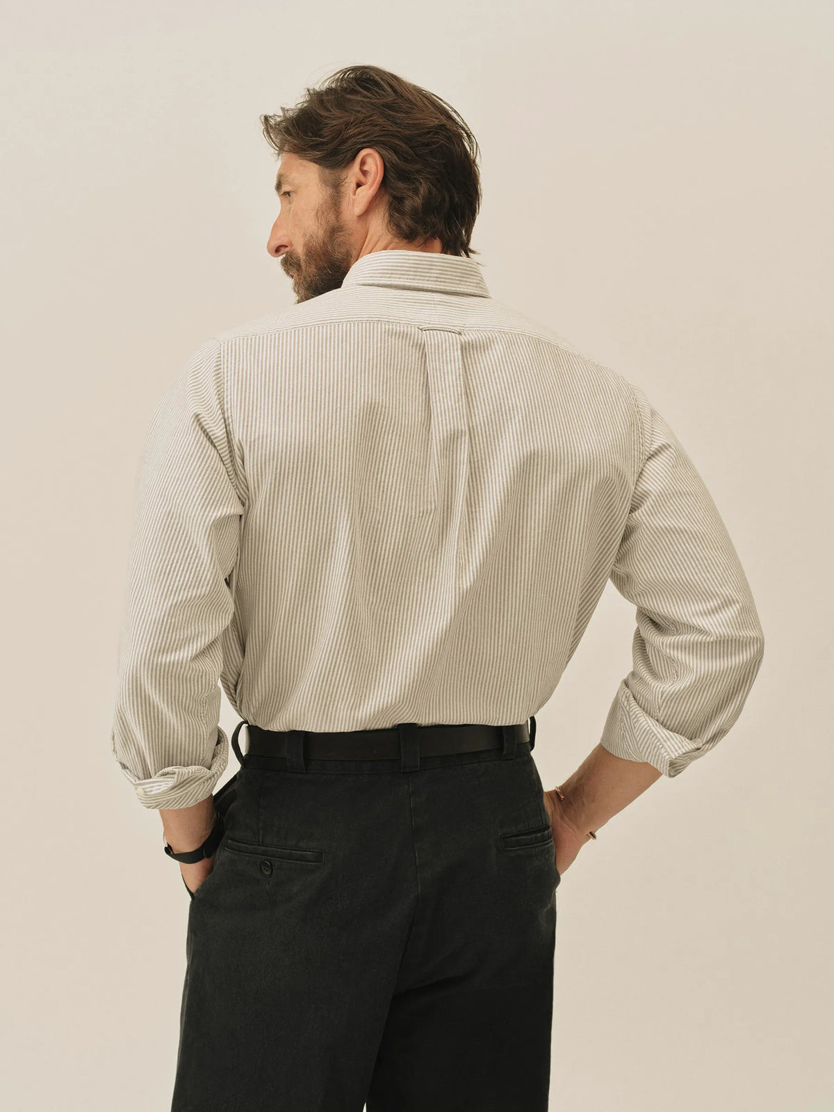 Olive/White Brook Stripe Big Oxford