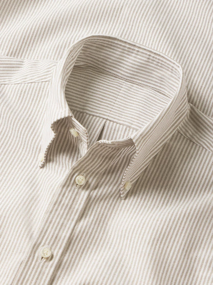 Brown/White Stripe Bryceland's X Buck Mason Perfect OCBD Shirt