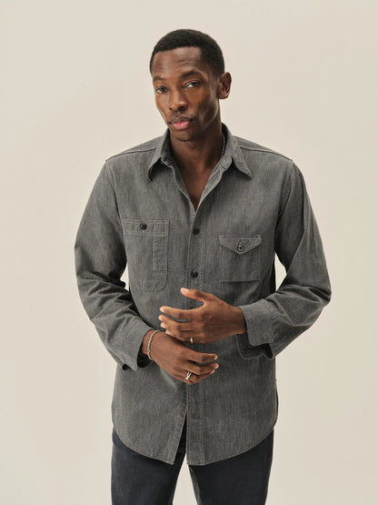 Salt and Pepper Jaspe Big Yank X Buck Mason 2-Pocket Asymmetrical Work Shirt