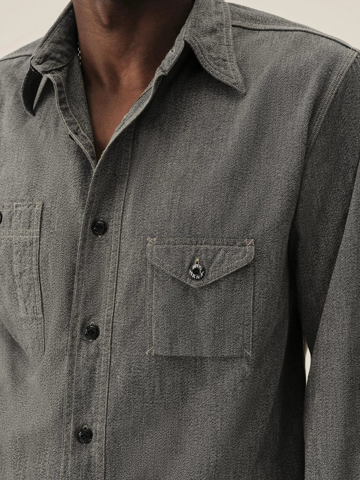 Salt and Pepper Jaspe Big Yank X Buck Mason 2-Pocket Asymmetrical Work Shirt