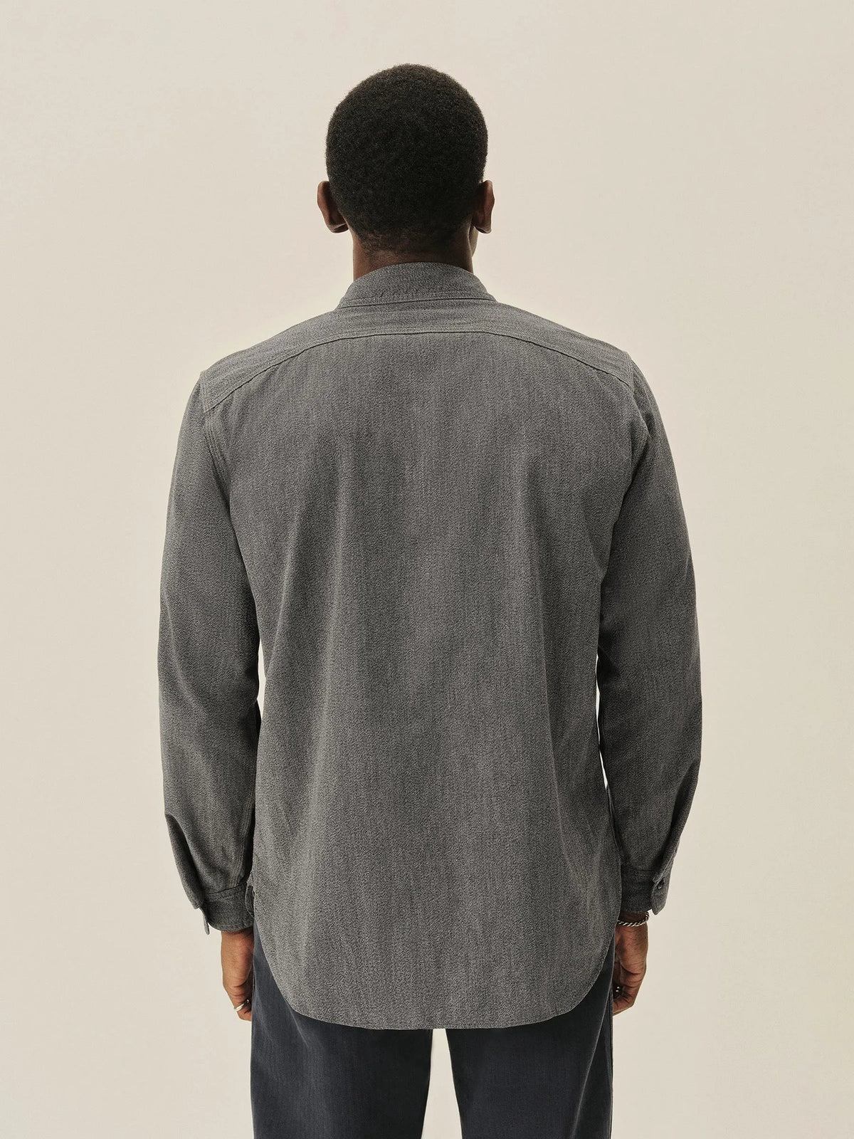 Salt and Pepper Jaspe Big Yank X Buck Mason 2-Pocket Asymmetrical Work Shirt