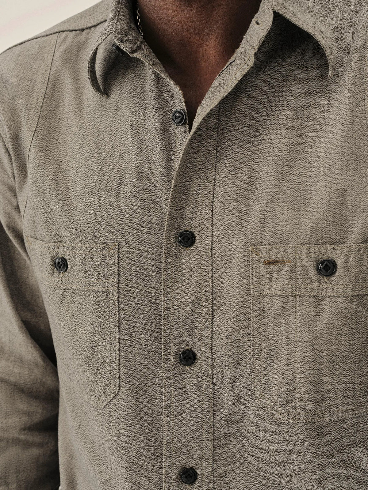 Oatmeal Jaspe Big Yank X Buck Mason 2-Pocket Ventilated Work Shirt