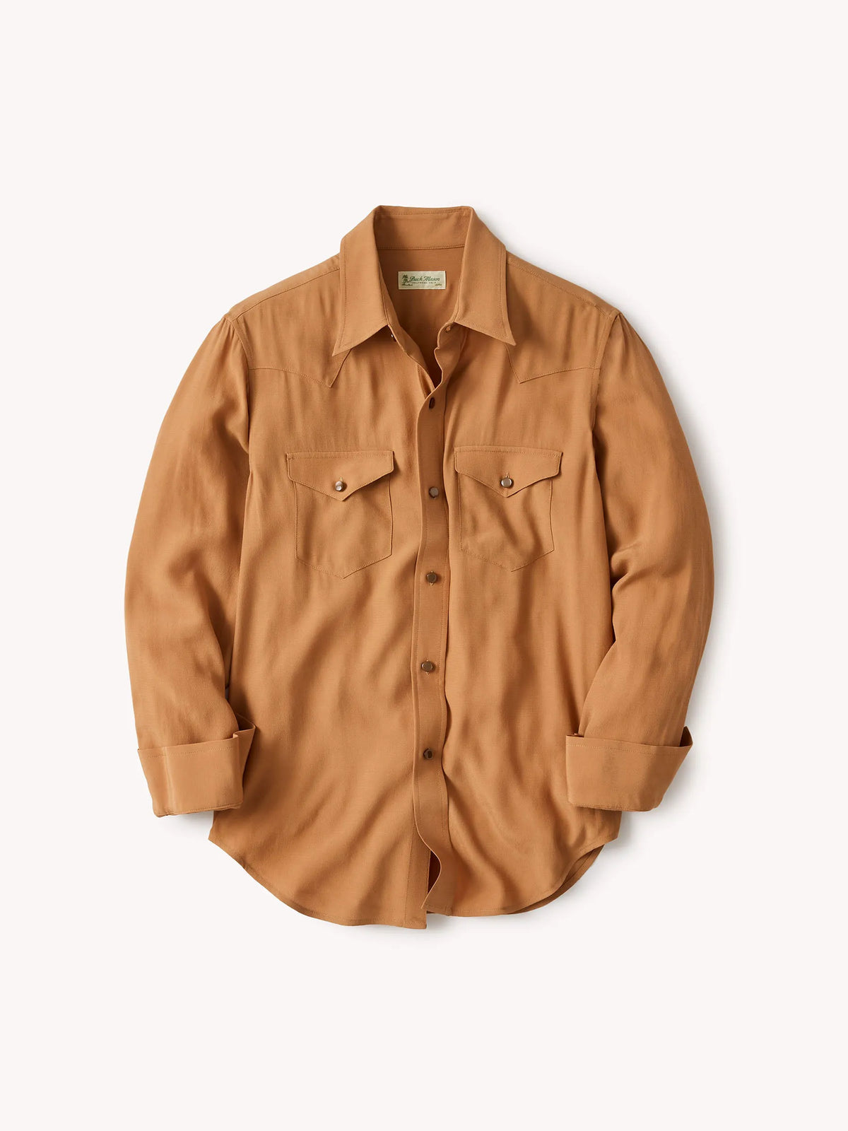 Burnt Orange Sunset Rayon Western Shirt