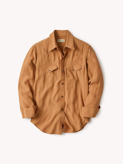 Burnt Orange Sunset Rayon Western Shirt