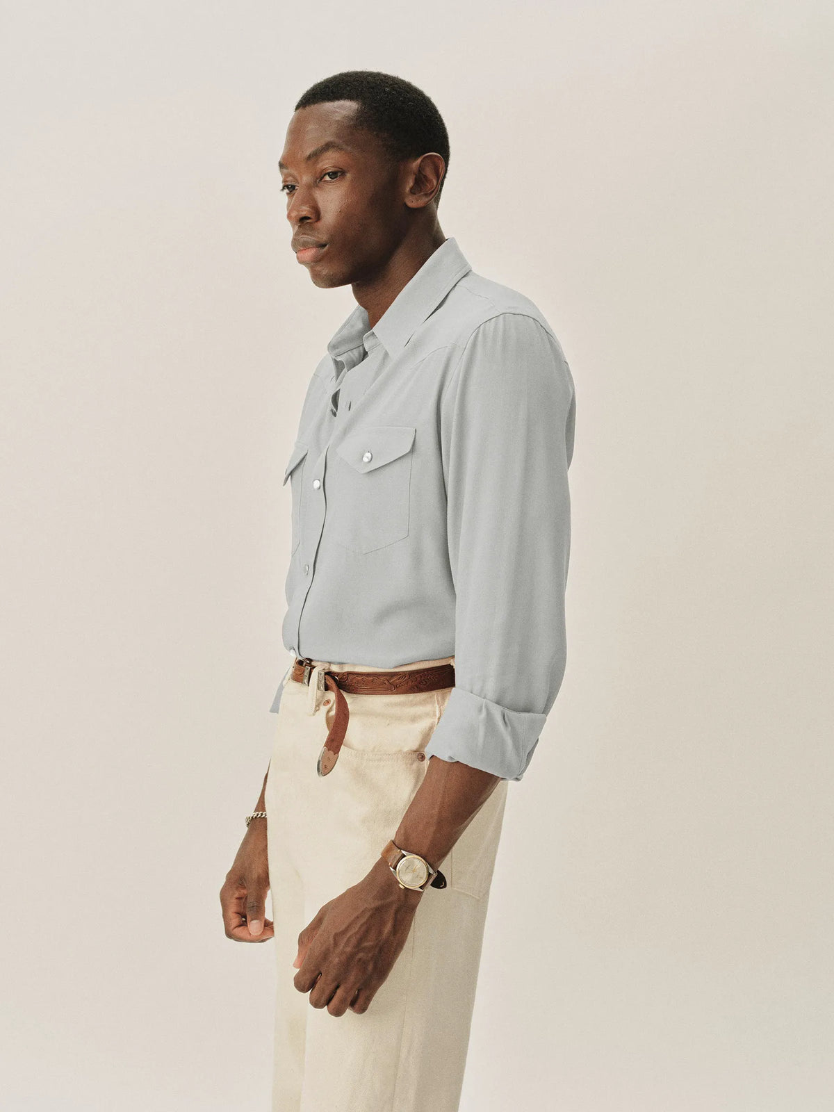 Light Blue Sunset Rayon Western Shirt