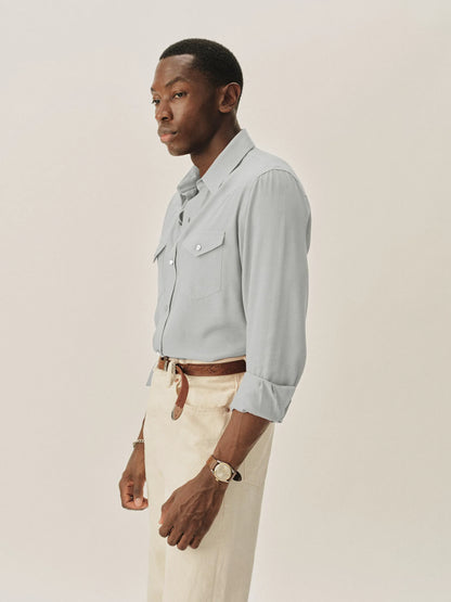Light Blue Sunset Rayon Western Shirt
