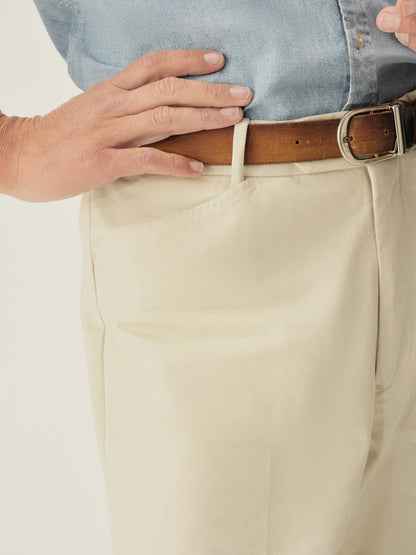 Pearl Snap White Cotton Twill El Camino Pant