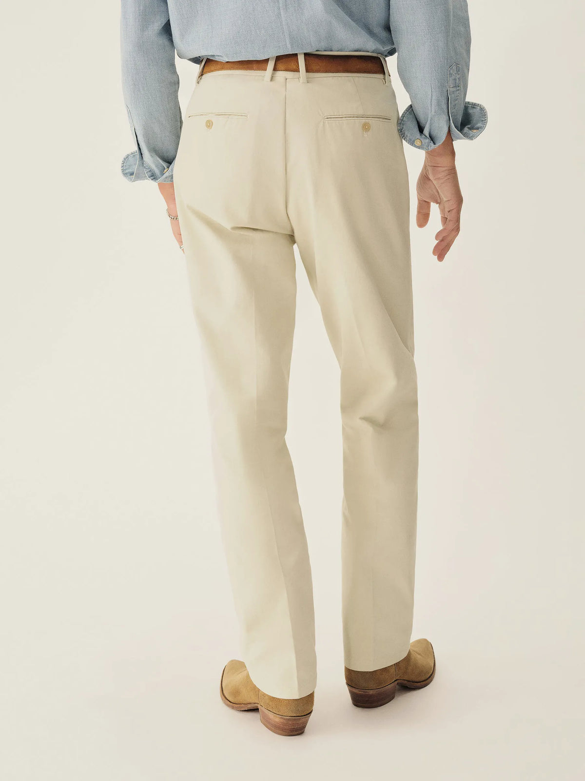 Pearl Snap White Cotton Twill El Camino Pant