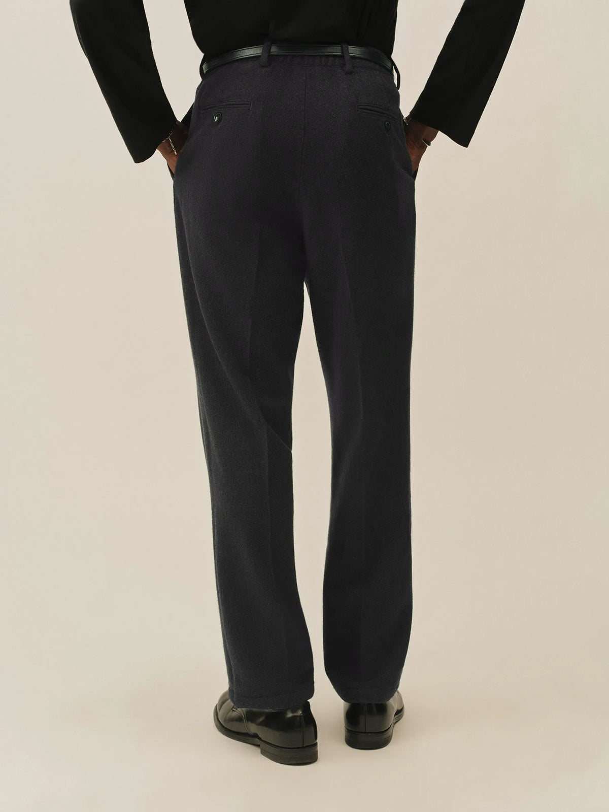 Navy Charcoal Herringbone Cloudloom Cotton Wool Romeo Pant