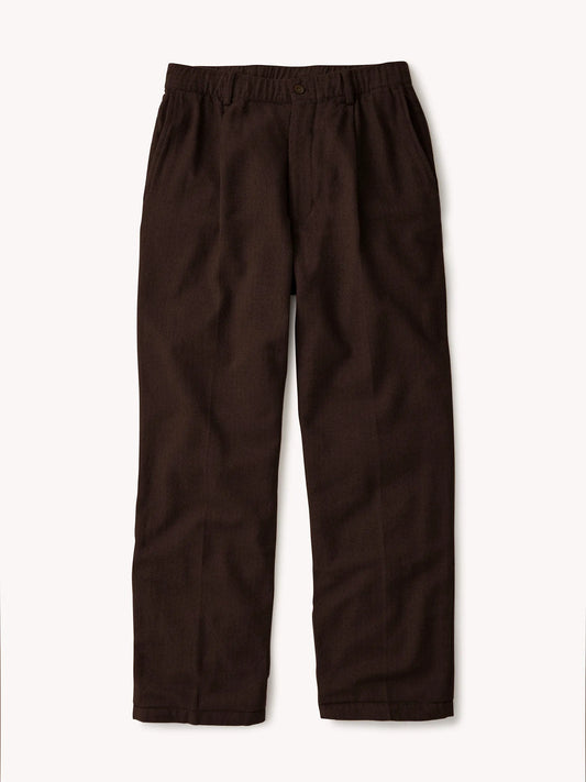 Dark Brown Herringbone Cloudloom Cotton Wool Romeo Pant