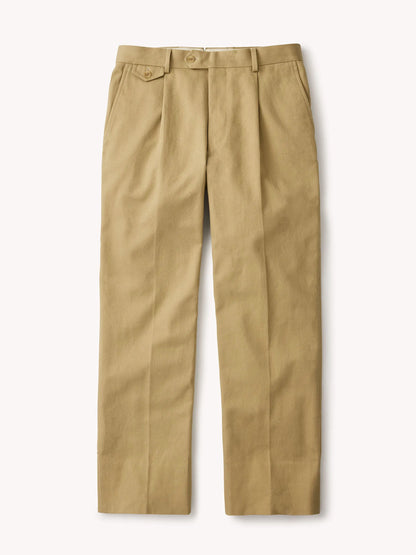 Classic Khaki Hollywood Pleated Trouser