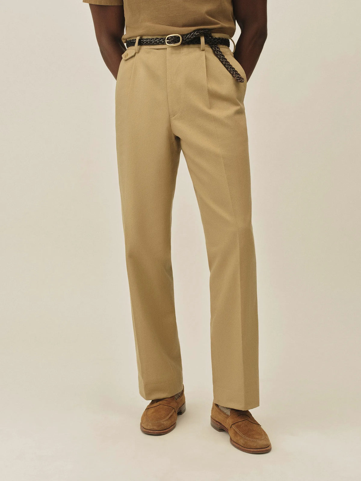 Classic Khaki Hollywood Pleated Trouser