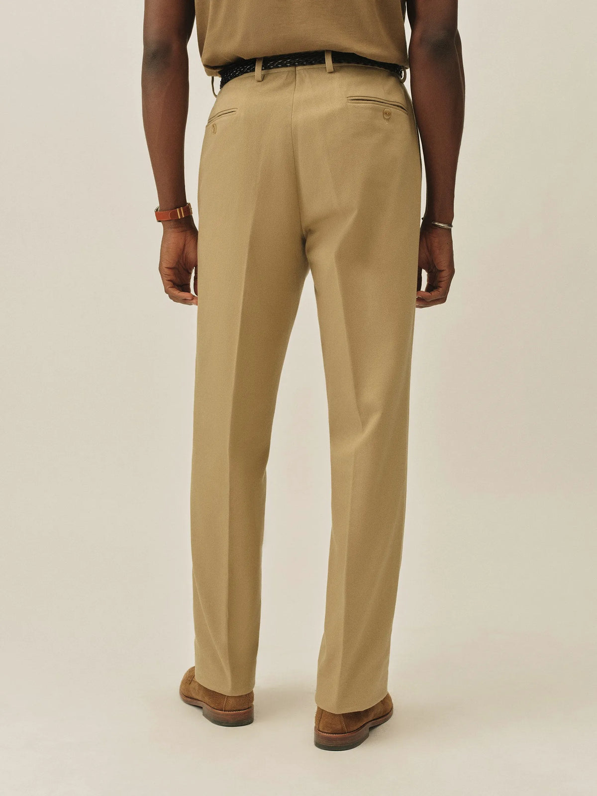 Classic Khaki Hollywood Pleated Trouser
