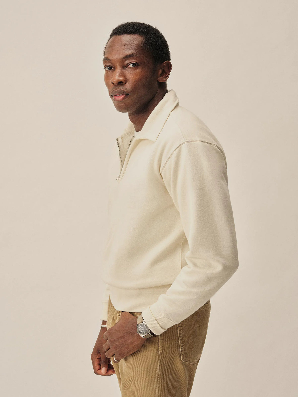 White Welterweight Quarter Zip