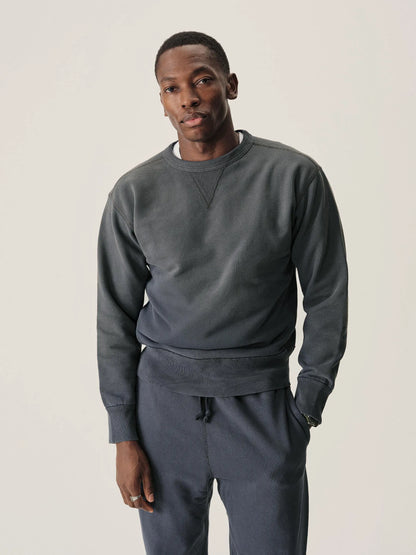 Navy Sunfade Welterweight Double V Crew Sweatshirt