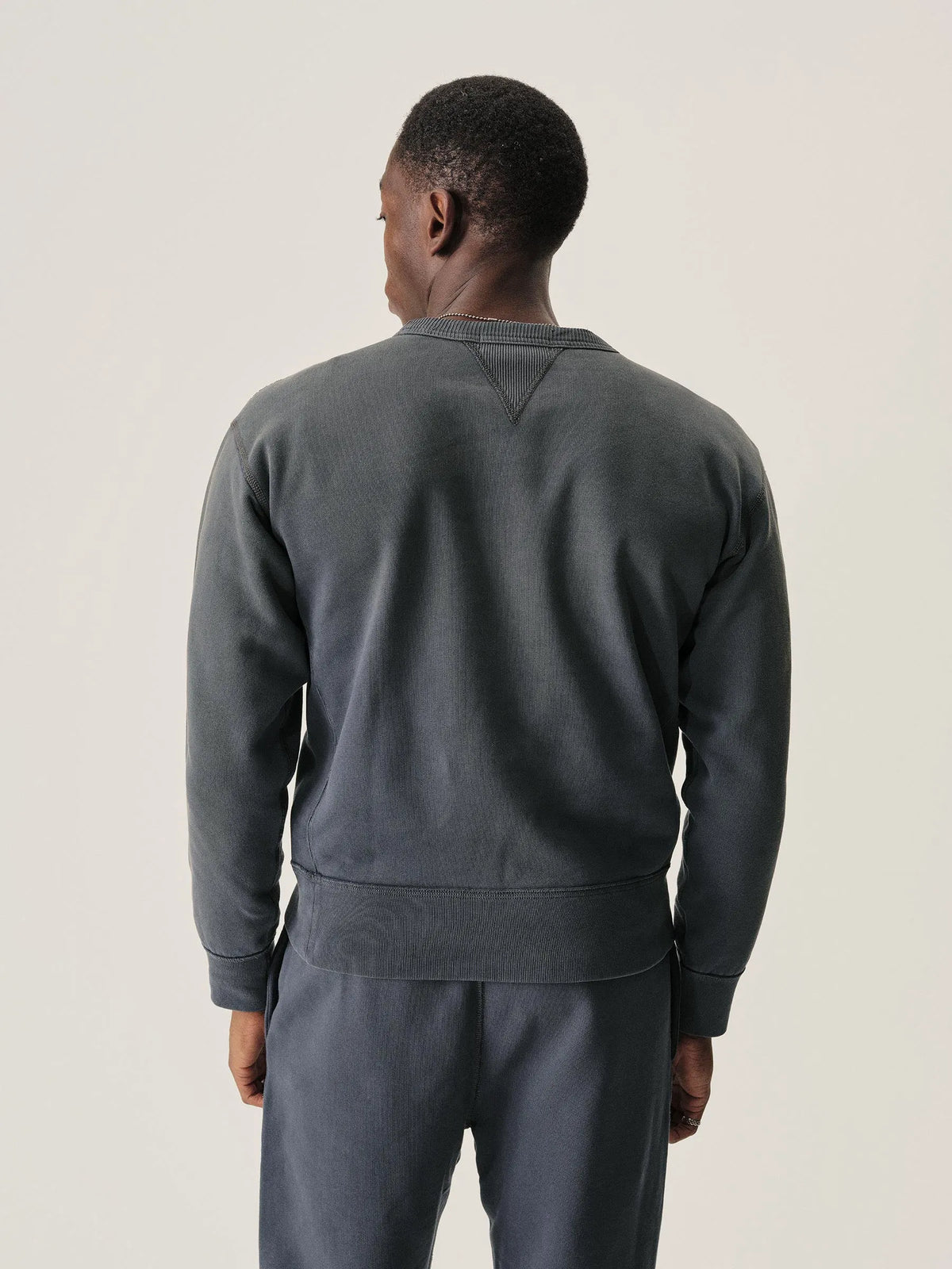 Navy Sunfade Welterweight Double V Crew Sweatshirt