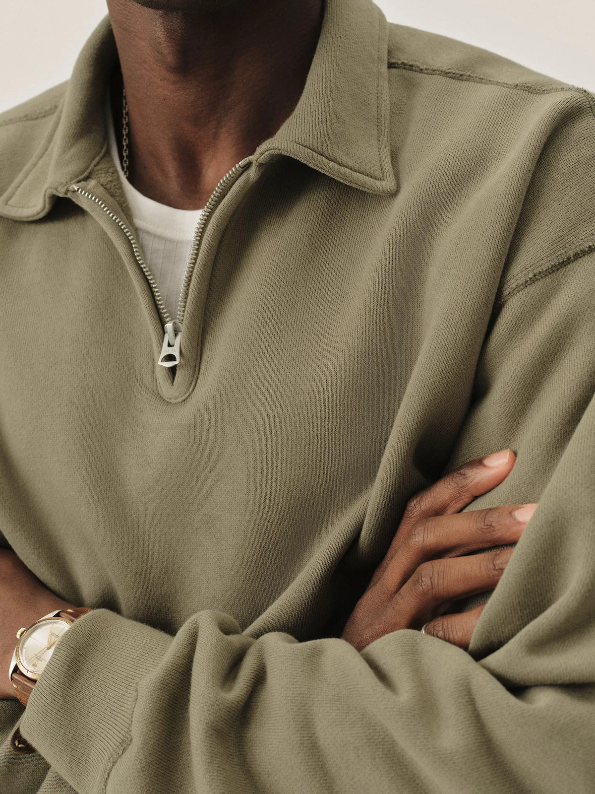 Faded Olive Venice Wash Featherweight Terry Quarter Zip