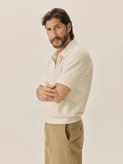 Natural Venice Wash Featherweight Terry S/S Quarter Zip