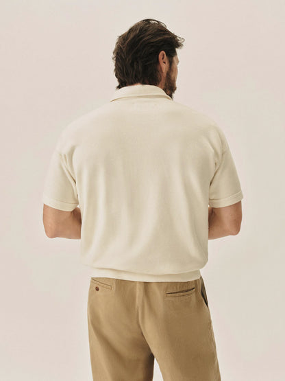 Natural Venice Wash Featherweight Terry S/S Quarter Zip