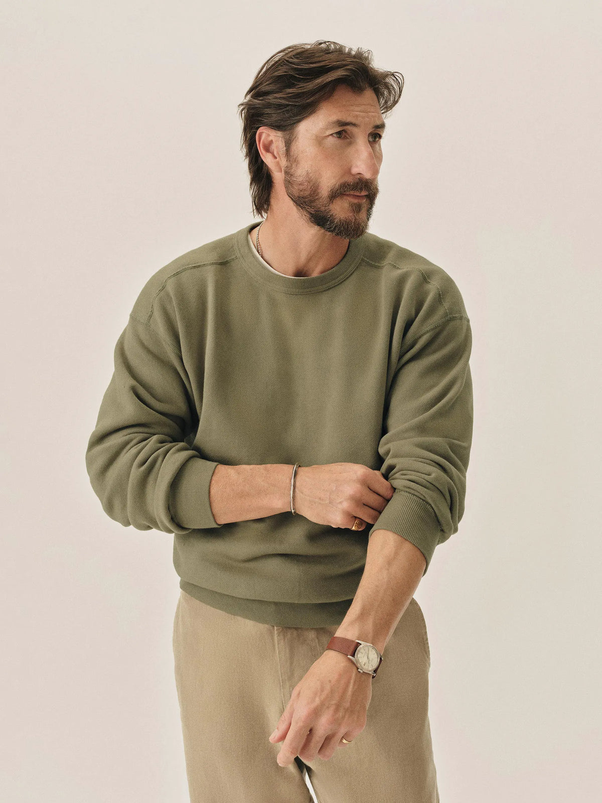 Faded Olive Venice Wash Featherweight Terry Crewneck