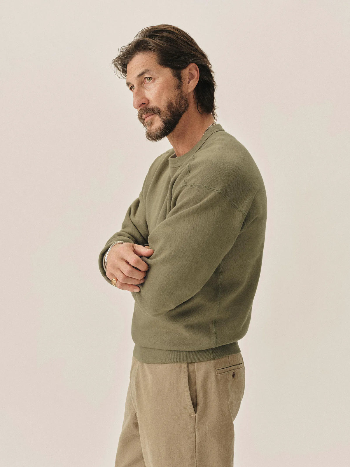Faded Olive Venice Wash Featherweight Terry Crewneck