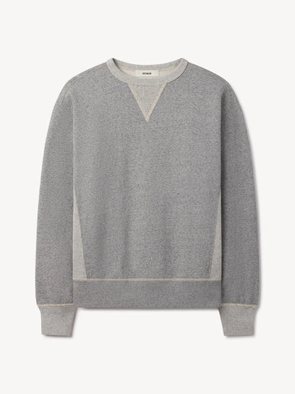Two Tone Heather Grey Welterweight Double V Crew Sweatshirt