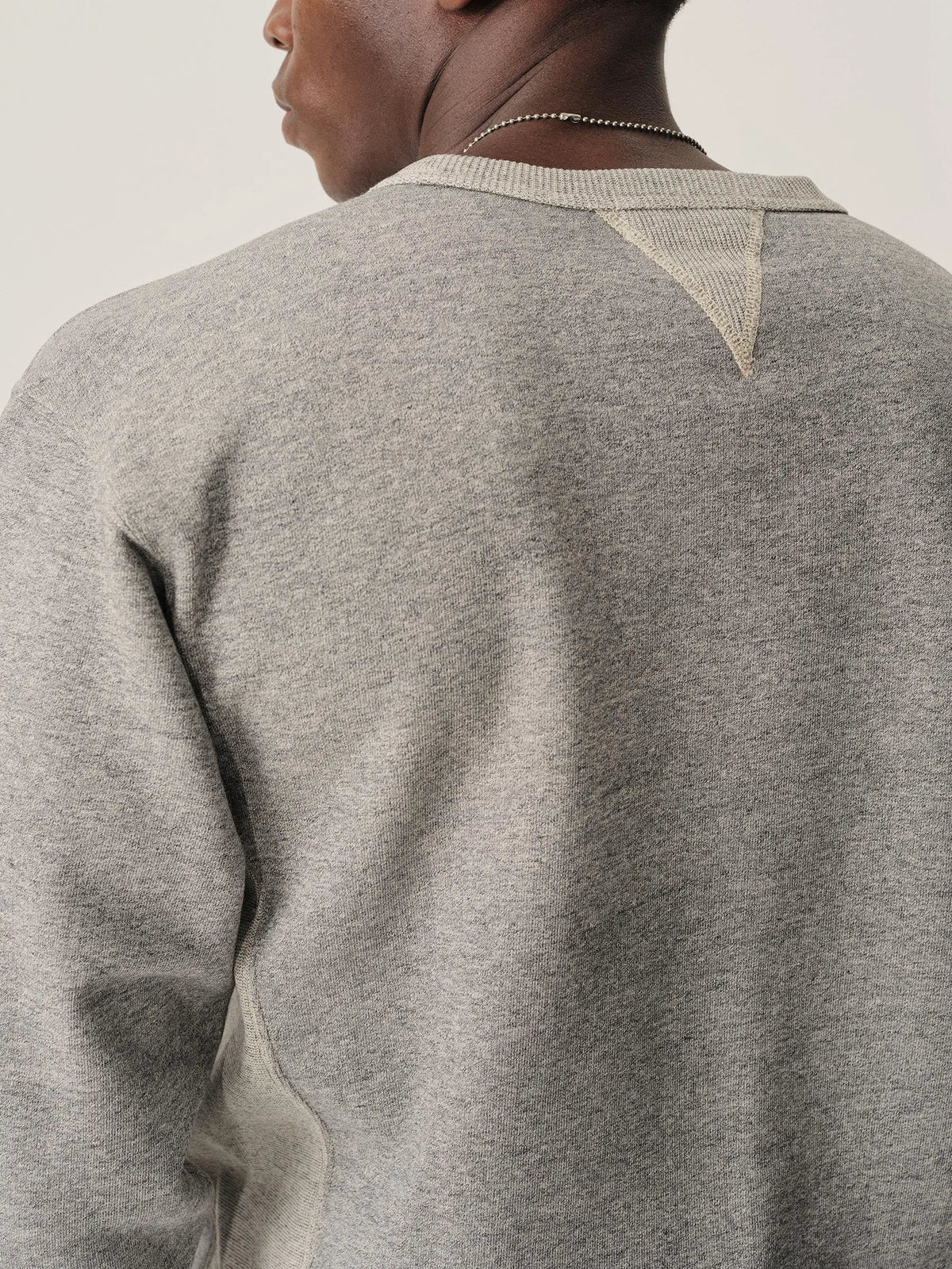 Two Tone Heather Grey Welterweight Double V Crew Sweatshirt