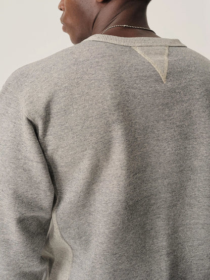 Two Tone Heather Grey Welterweight Double V Crew Sweatshirt