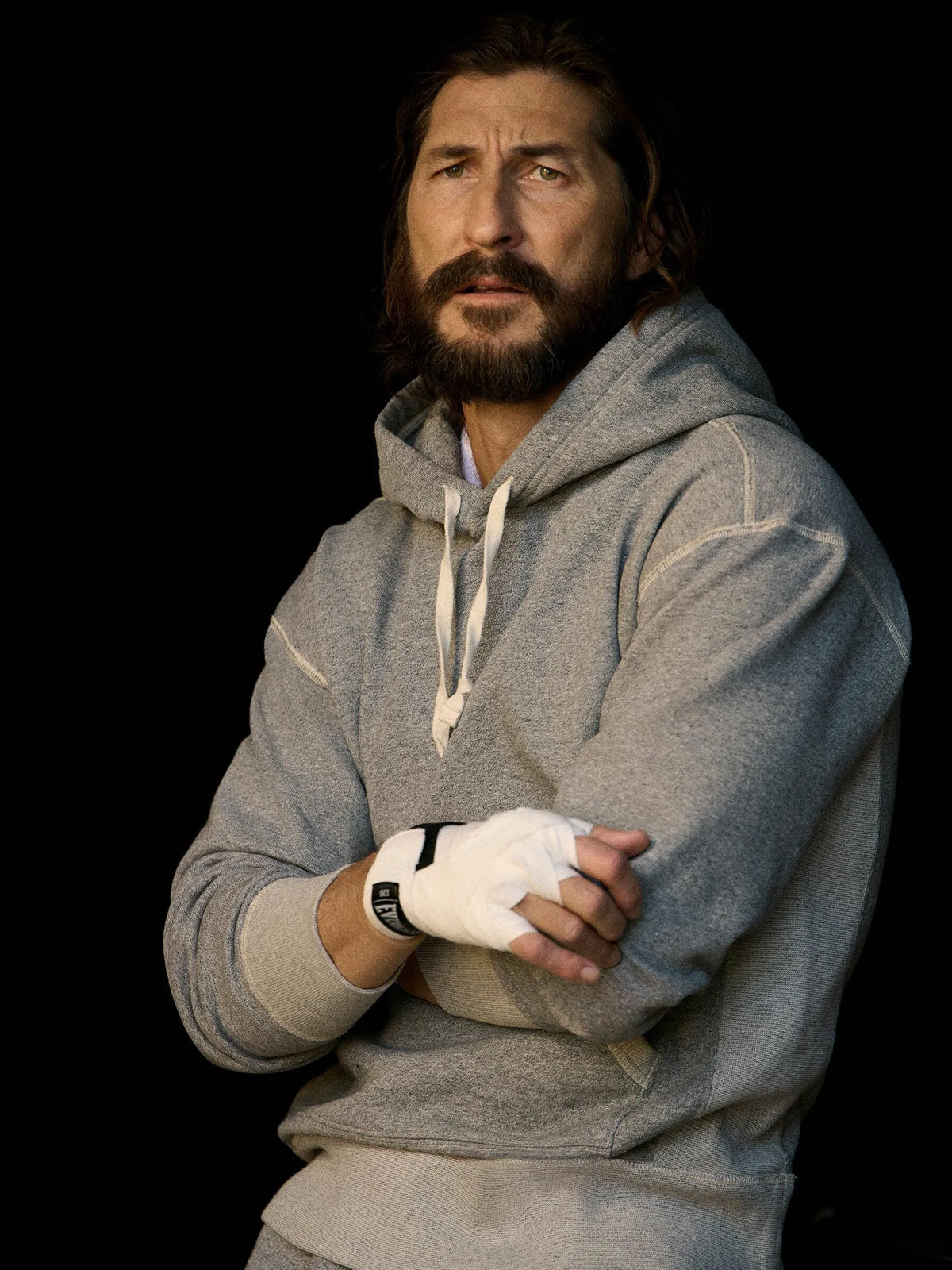 Two Tone Heather Grey Welterweight Hooded Sweatshirt