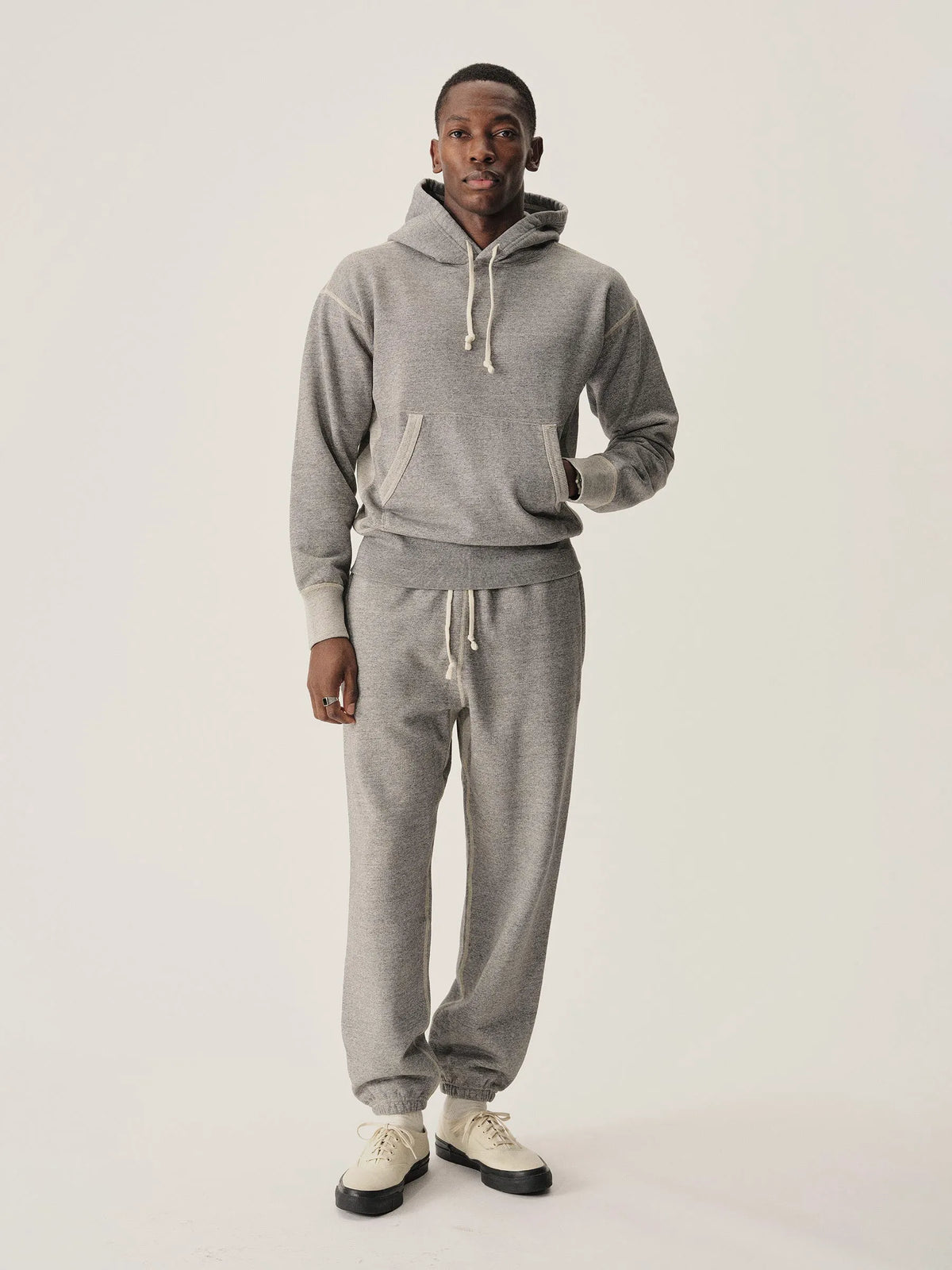 Two Tone Heather Grey Welterweight Hooded Sweatshirt