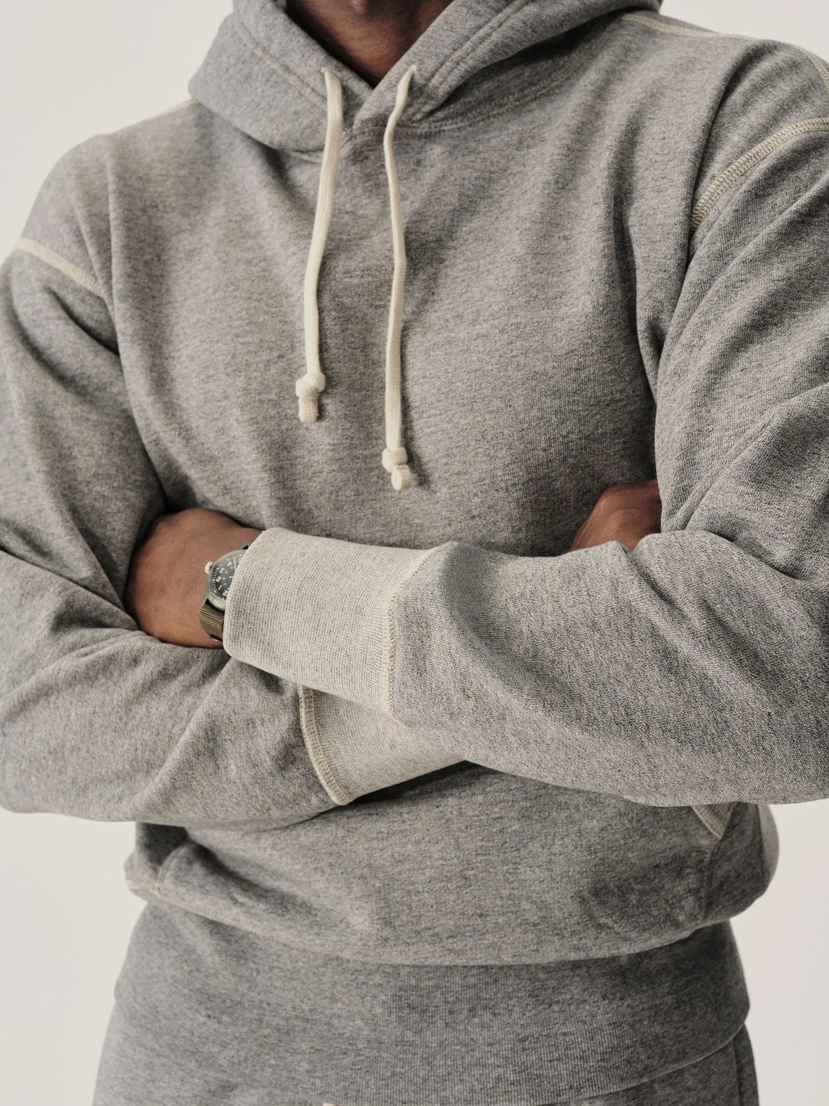 Two Tone Heather Grey Welterweight Hooded Sweatshirt